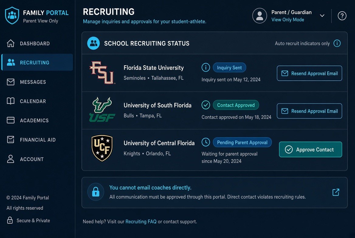 Family view of college inquiries and parent approval